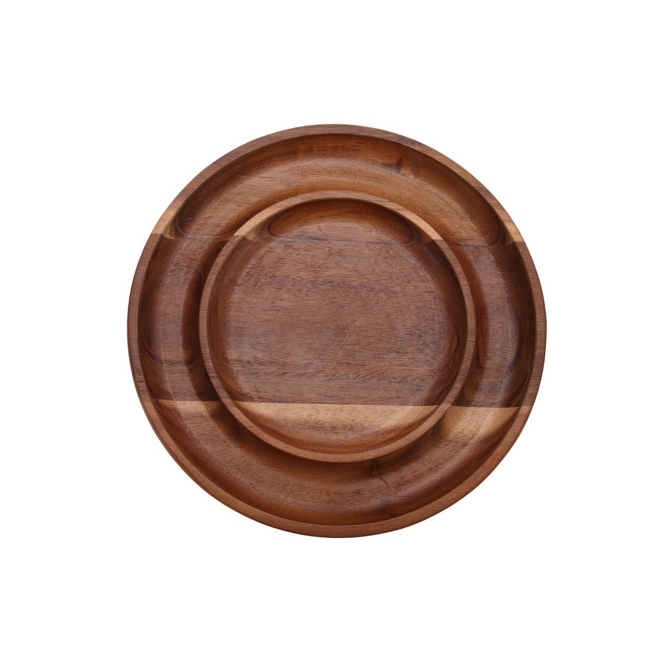 01-310 Vague Round Wooden Fruit Tray Nacho Platter (28x3cm) - Image 1