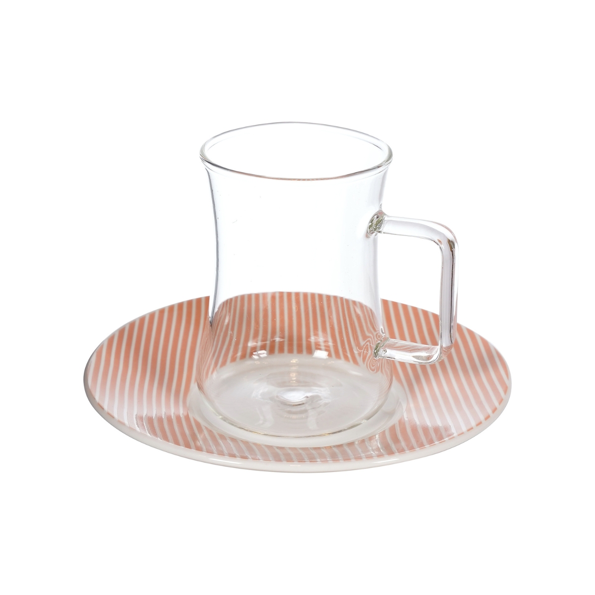 03-381.1 Decopor Milk Pink Borosilicate Tea Cups & Saucers Set 105ml (12 Pieces) - Image 1