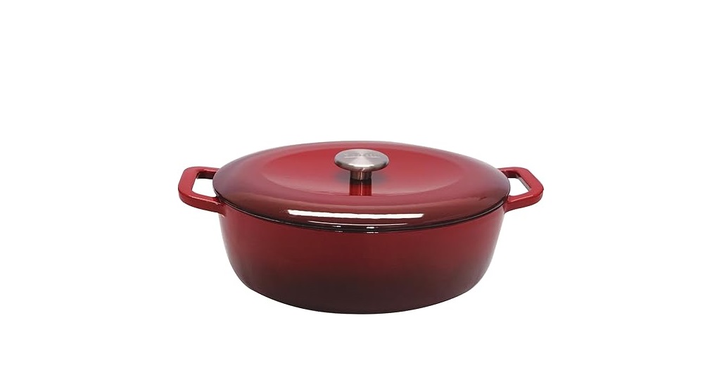 1102 Rossetti Gusto Cranberry Red Cast Iron Oval Casserole Dutch Oven (30cm) - Image 1
