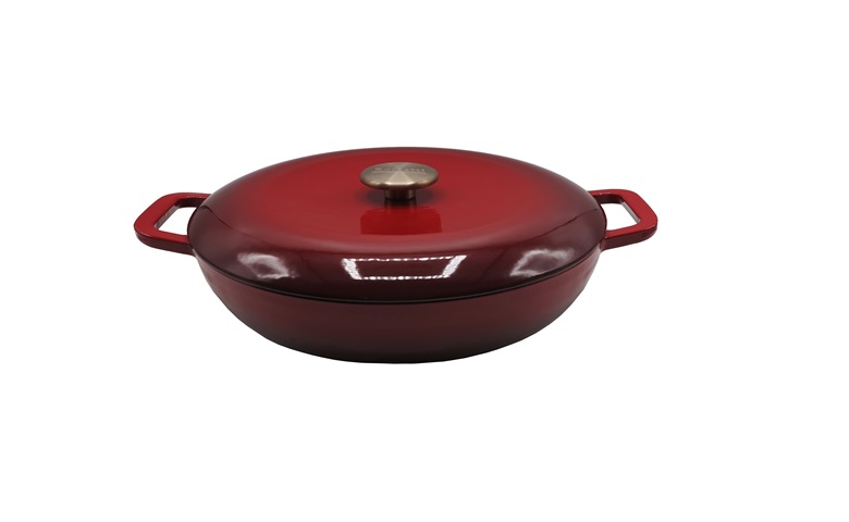 1103 Rossetti Gusto Cranberry Red Cast Iron Shallow Casserole Dutch Oven (30cm) - Image 1