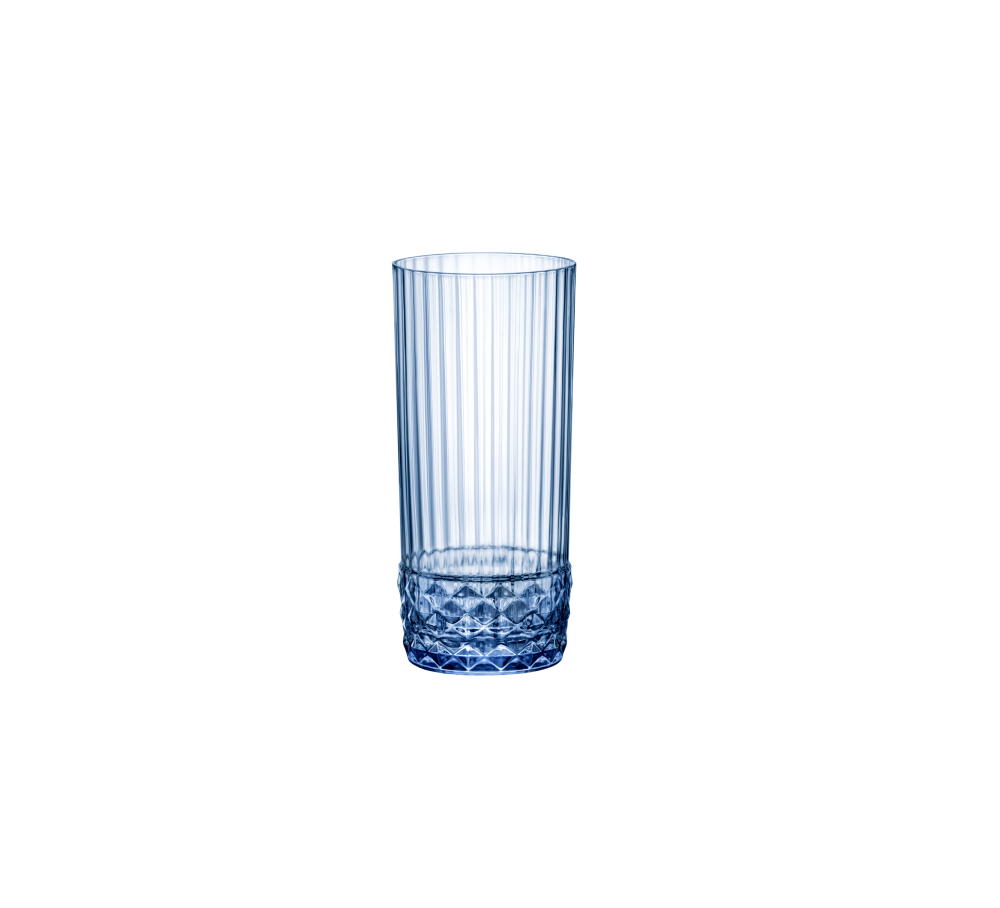 122154BB9121990 America 20's Cooler Sapphire Blue Drinking Glass 490ml - Image 1