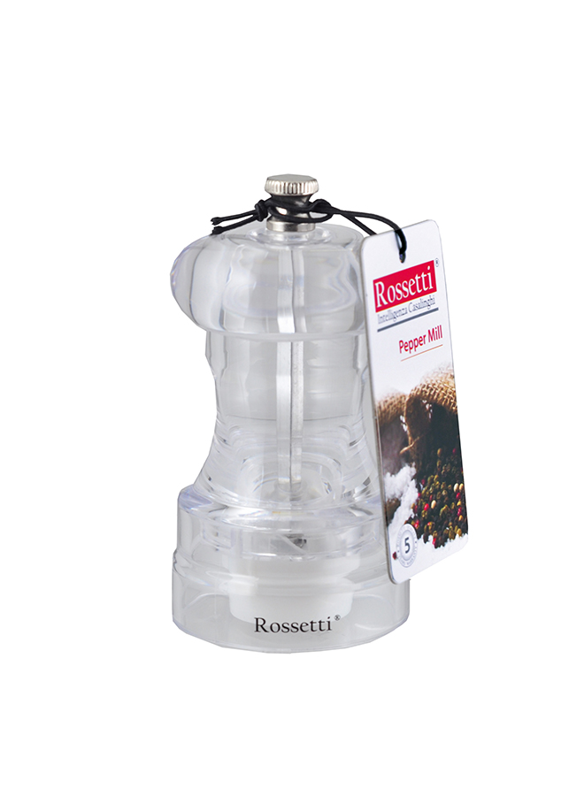# 2207 - 10cm Acrylic Pepper Mill Rossetti Clear Acrylic Mill 10cm - Image 1