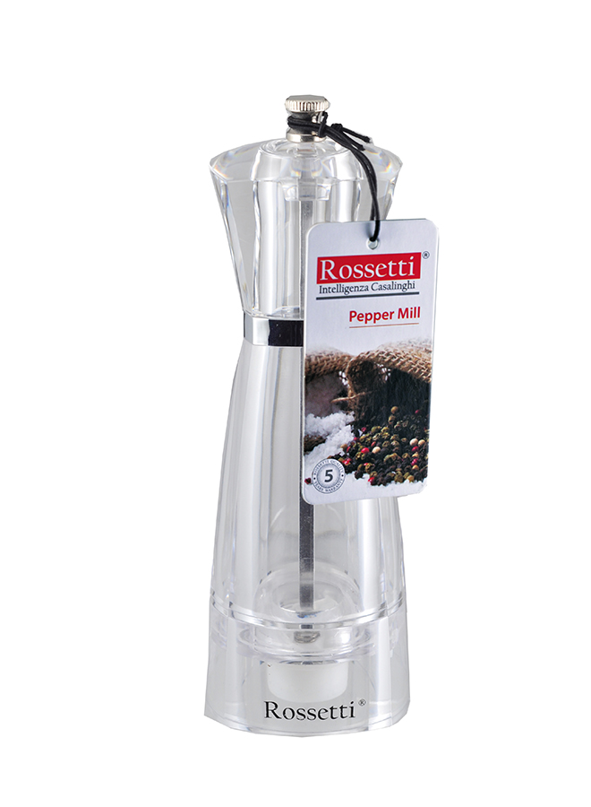 # 2215 - 17cm Acrylic Pepper Mill Rossetti Clear Acrylic Salt and Pepper Mill 17cm - Image 1