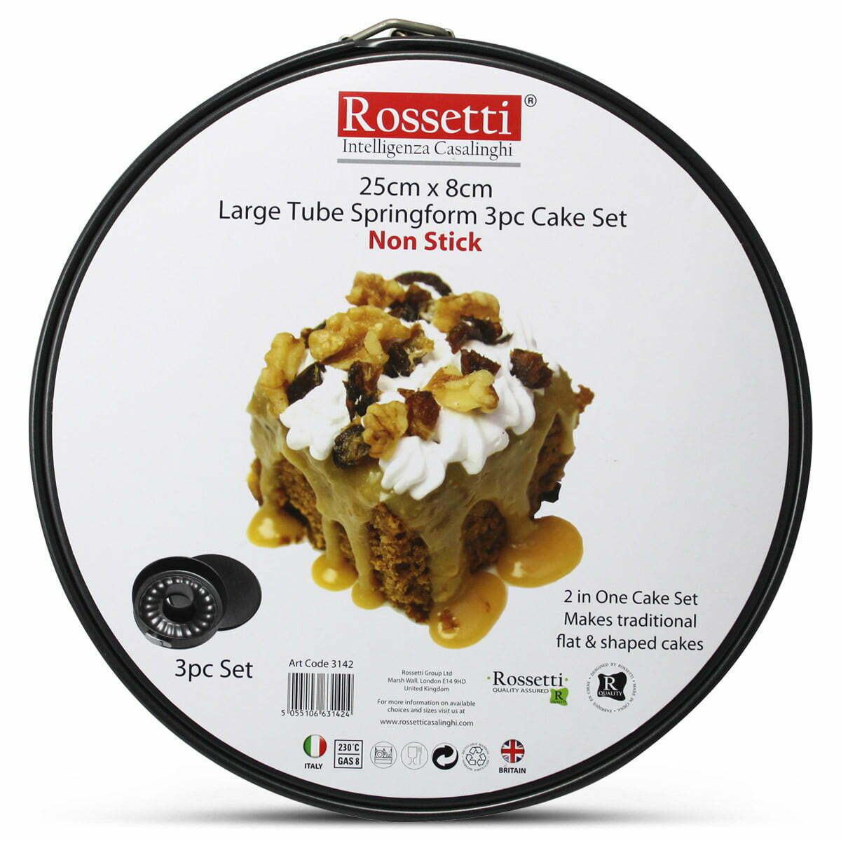 3142 Rossetti Non-Stick Large Tube Springform Cake Set Bakeware (25x8cm) (3 Piece Set) - Image 1