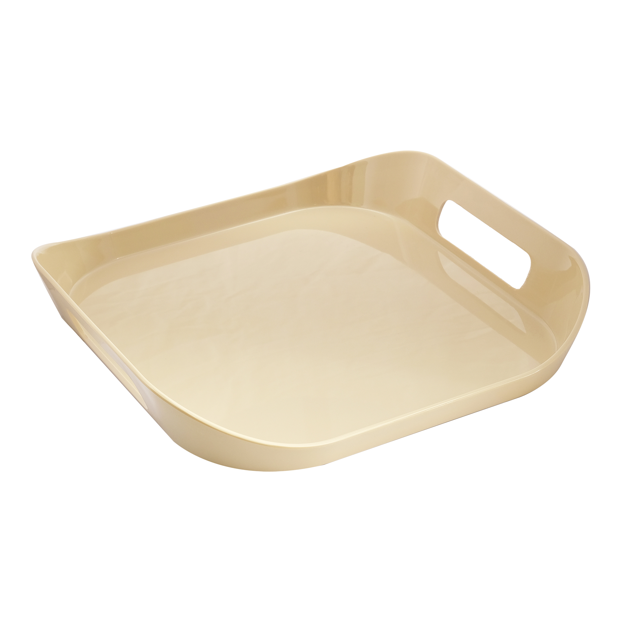 36-565.1 Vague Grain Brown Melamine Square Serving Tray with handles (13.5x2.5") - Image 1