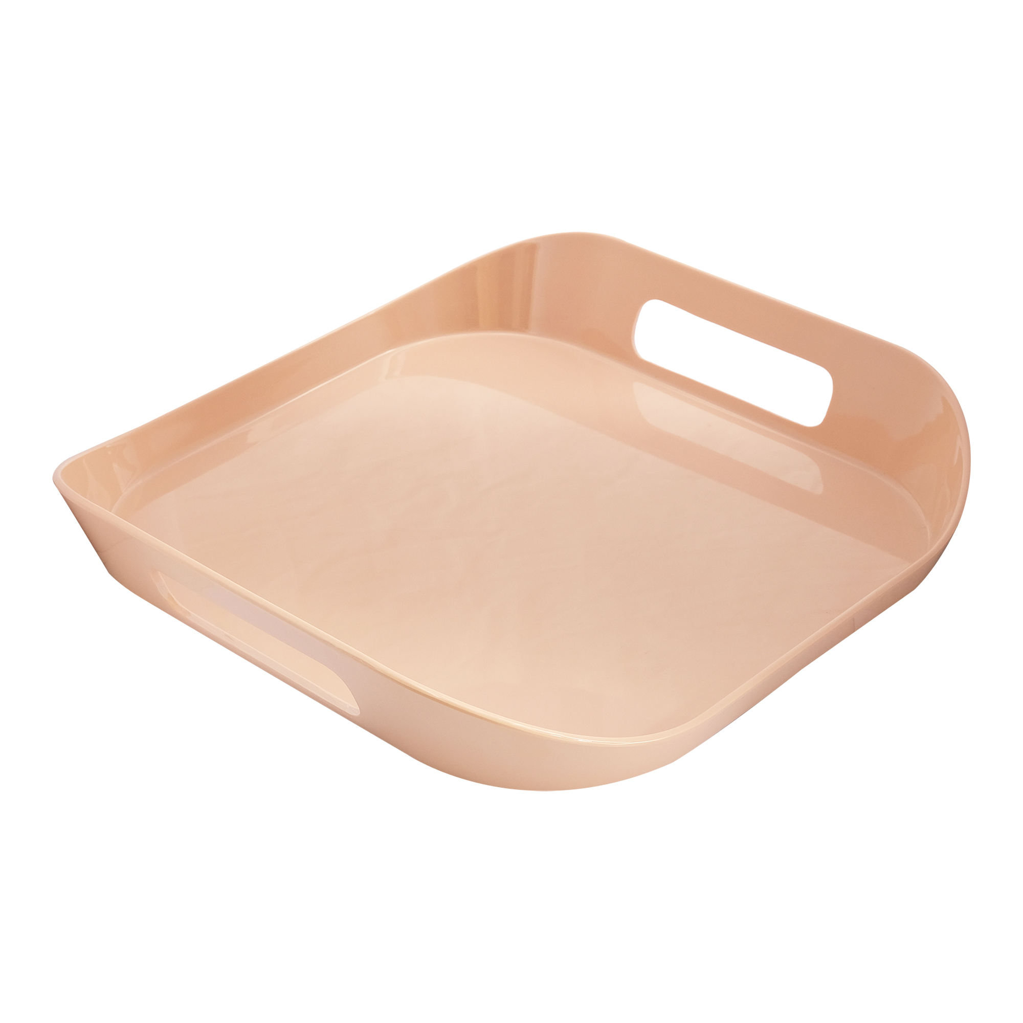 36-566.1 Vague Cashmere Pink Melamine Square Serving Tray with handles (13.5x2.5") - Image 1