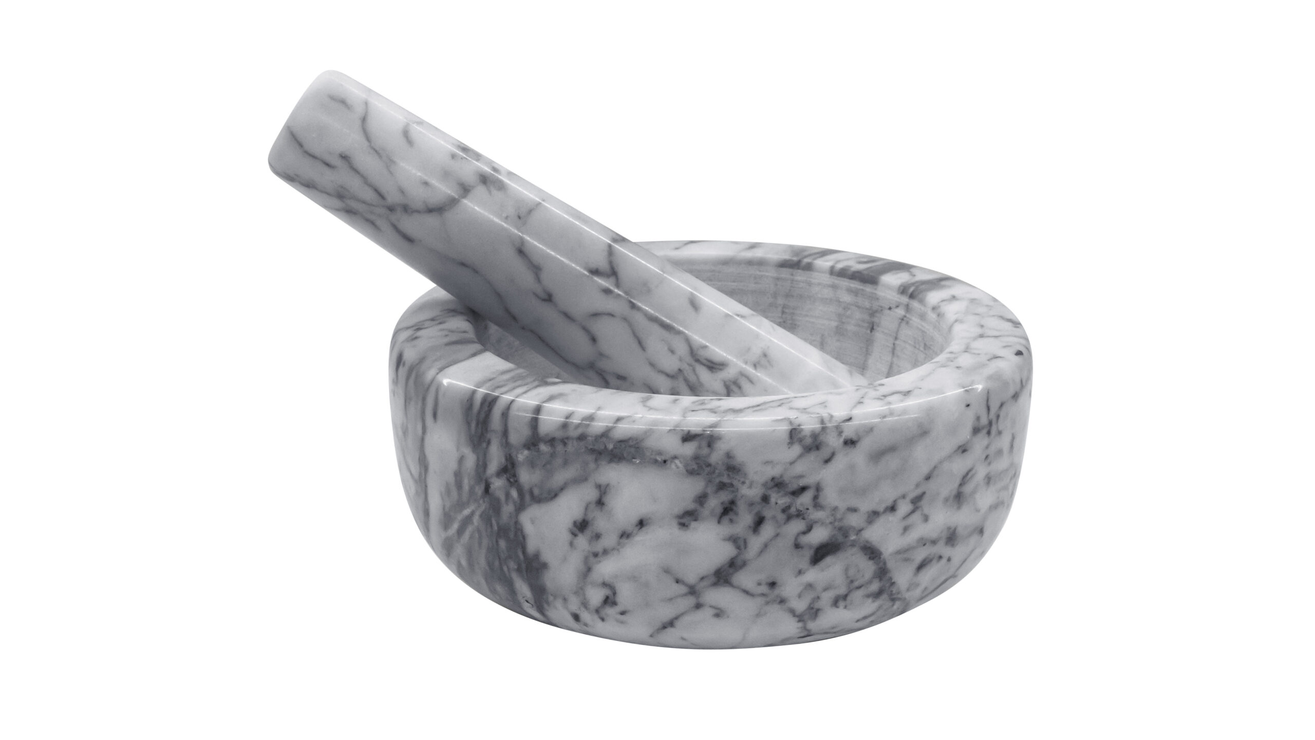 6931 Rossetti Waterfall Grey Marble Mortar & Pestle (13x6.5cm) (Pestle: 15cm) - Image 1