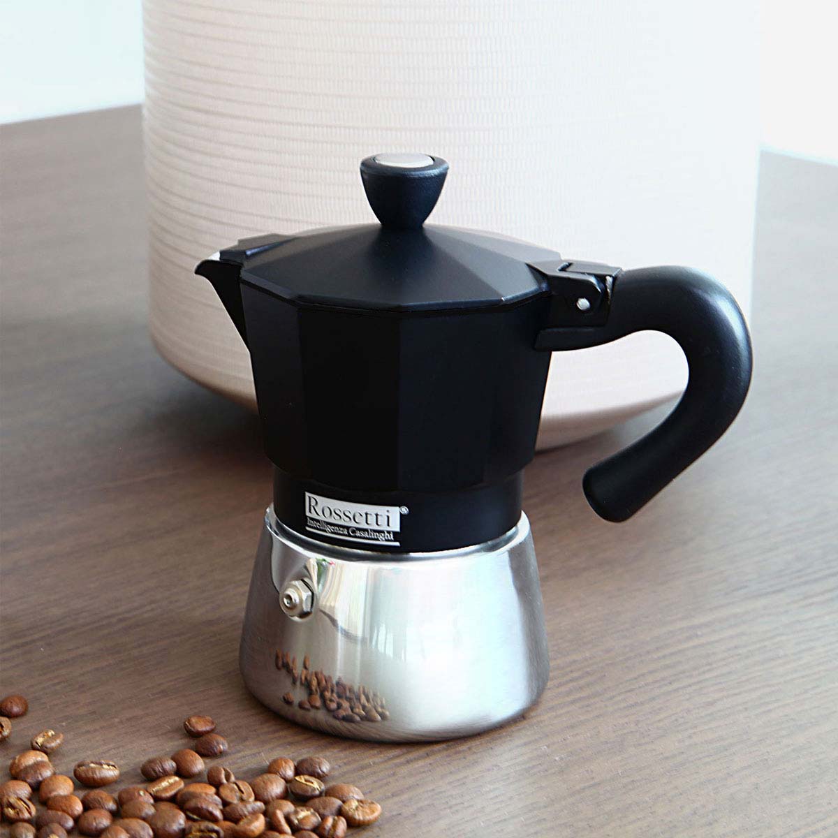 8058 Rossetti Mio Moka Espresso Maker Induction Nero 3 Cup - Image 1