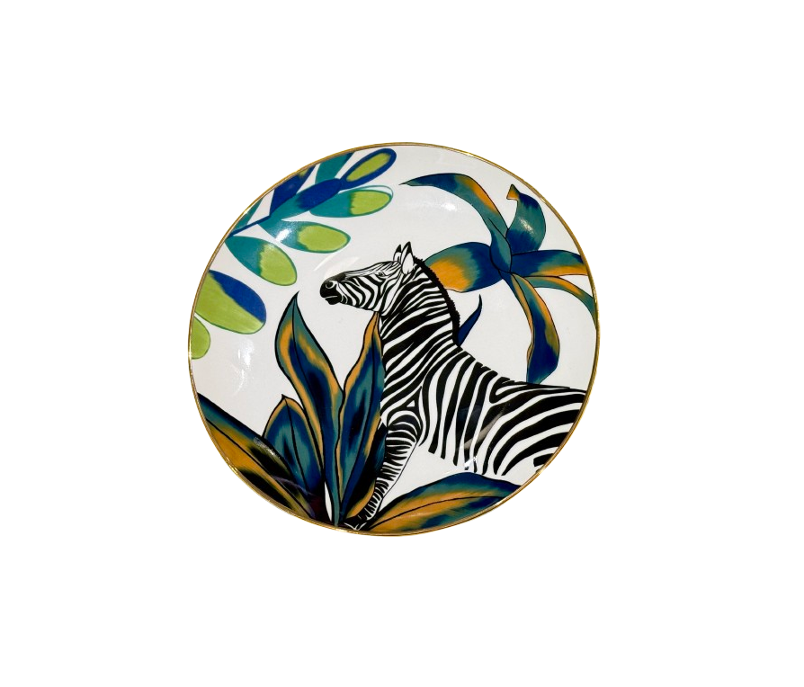 C062-3 Rossetti Amazonia Zebra Ceramic Dessert Plate (8 Inch) - Image 1
