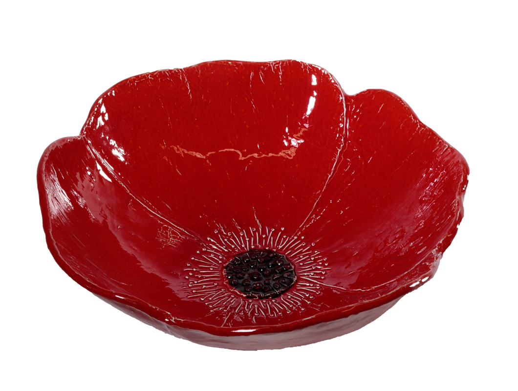 K17BL-1@R Virginia Red Poppy Ceramic Bowl (25cm) - Image 1