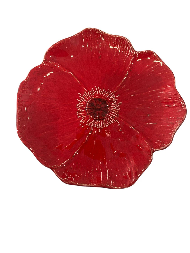K20VS-1@R-1 Virginia Red Poppy Ceramic Platter Plate (34cm) - Image 1